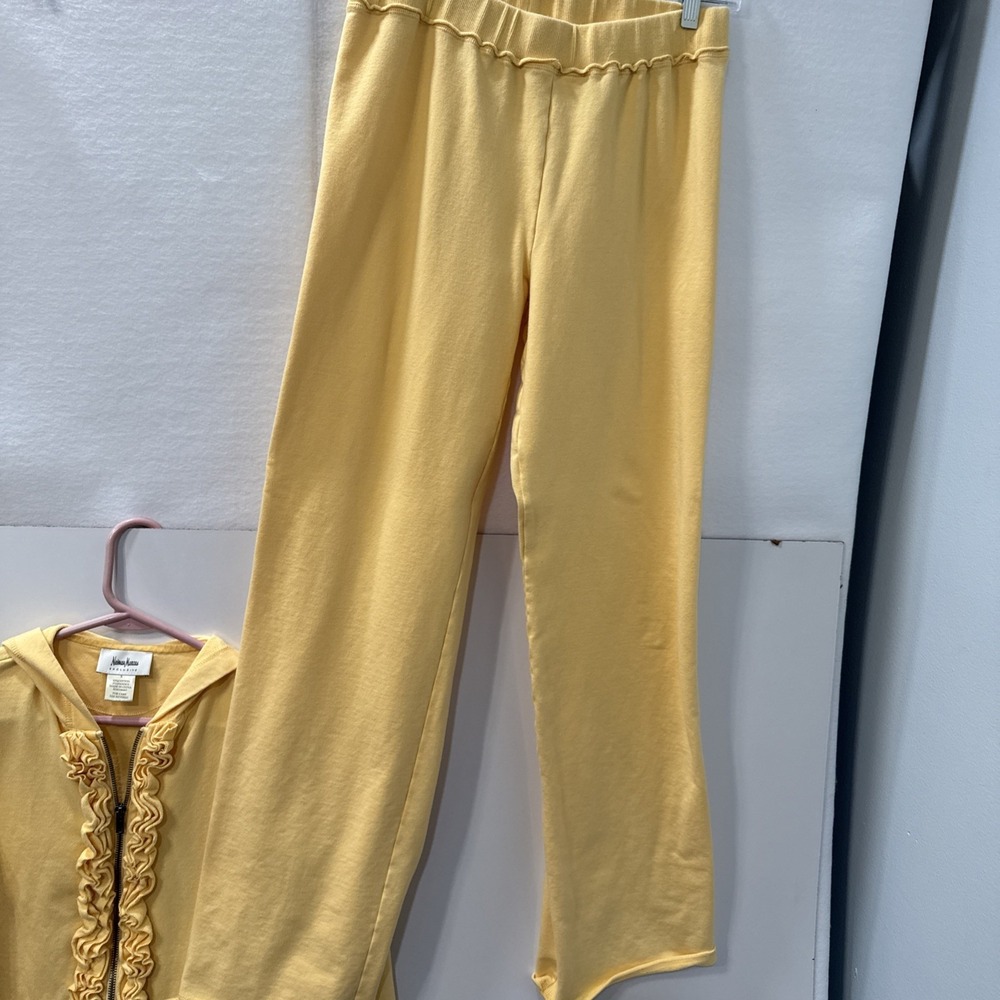 Neimann Marcus Yellow Track Suit Straight Leg, Full Zip Hooded Jacket Size Small - Picture 13 of 16
